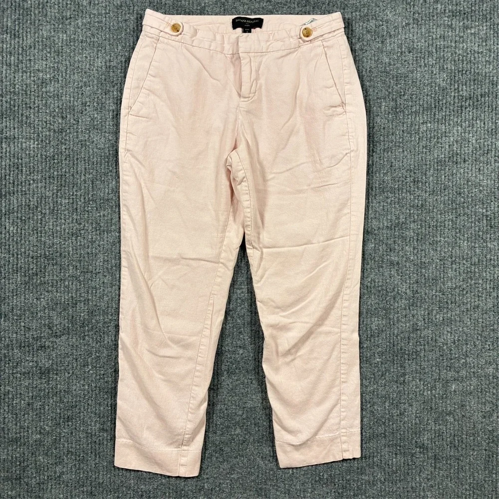 Banana Republic Avery Womens Pants Petite Size 2P Peach Linen Blend Low Rise‎